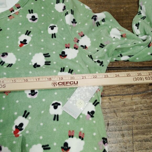 Intimate Essentials LARGE Sleep Dress Shirt Gown NWT Green Sheep Pocket - Picture 7 of 9